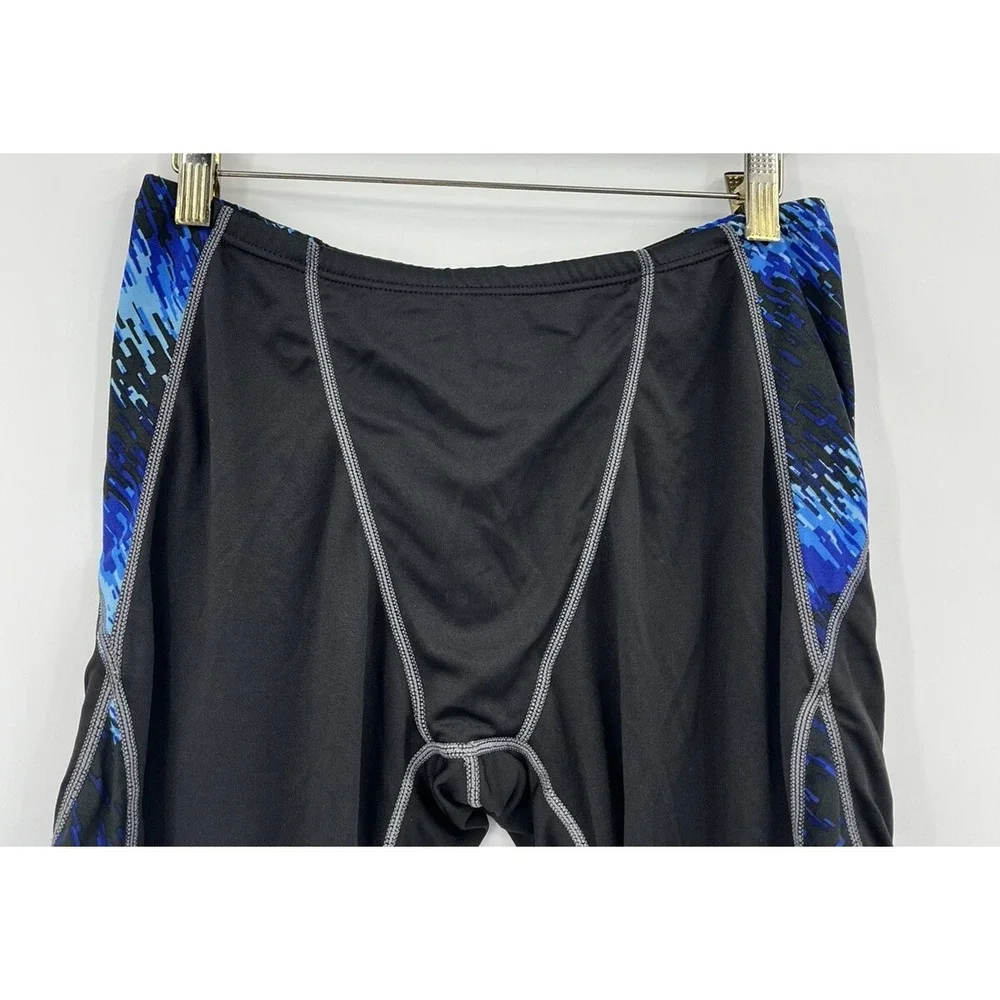 TYR Swim Shorts Jammer Men's 28 Swimsuit Black Blue Drawstring